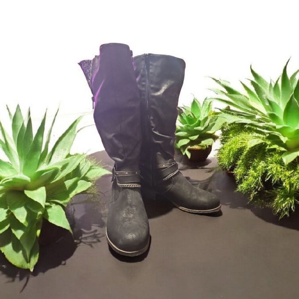 Women's Black Biker Riding Boots Size 9.5 Brand Sierra